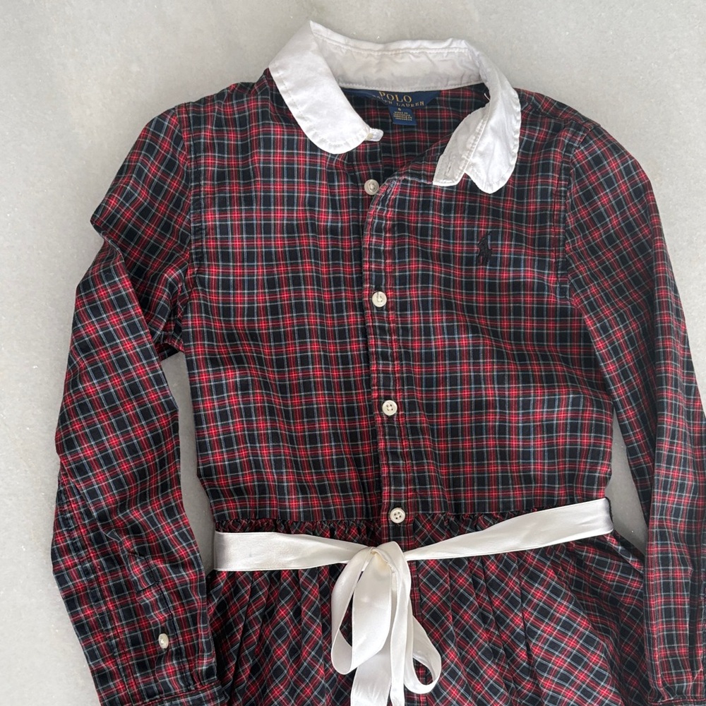 Ralph Lauren Red and Black Plaid Dress with White Accents Sz 6 - Picture 4 of 12